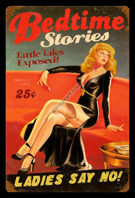 Bedtime Stories Pin Up Girl Sign