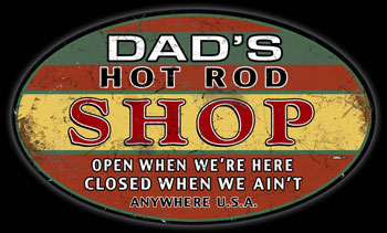 Dad's Hot Rod Shop Personalized Sign
