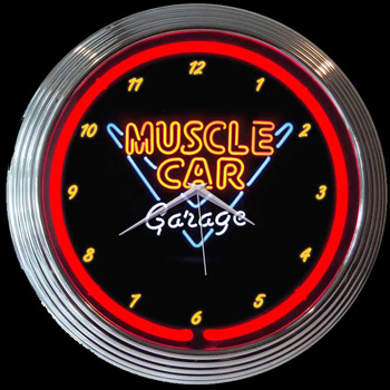 Muscle Car Garage Neon Clock