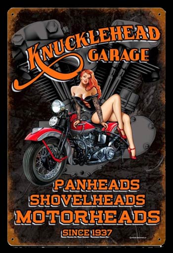Knucklehead Garage Pin Up Girl Sign