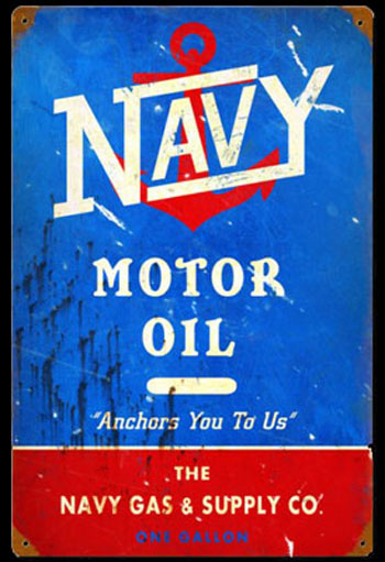 Navy Motor Oil Sign