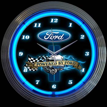 Powered By Ford Neon Clock