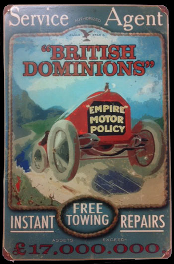 British Dominions Service Agent Vintage Sign