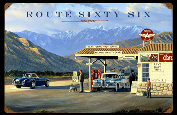 Route Sixty Six Flying A Station Sign