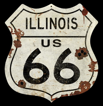 Large Illinois Route 66 Vintage Sign