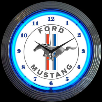 Mustang Neon Clock Blue