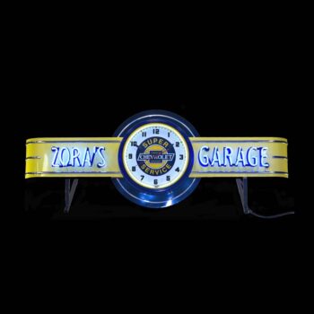 Personalized "Chevy Service" Neon Clock Sign