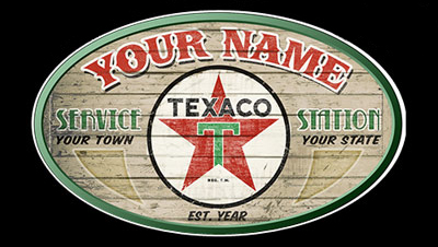 Texaco Station Oval Personalized Sign