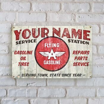 Flying "A" Gasoline Service Station Sign Personalized your own at Garage Art