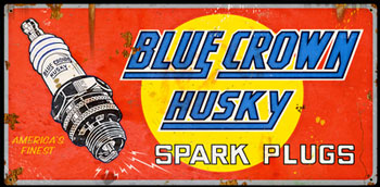Blue Crown Husky Spark Plug Signs