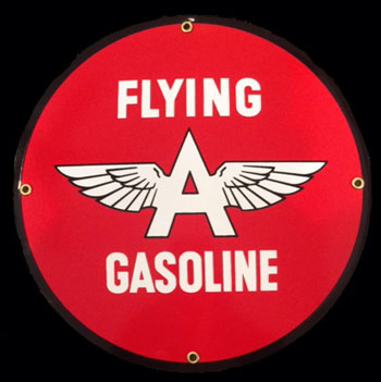 Flying A Gasoline Porcelain Sign