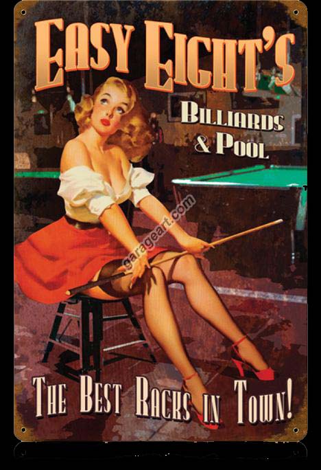 Easy Eights Pin Up Pool Hall Sign