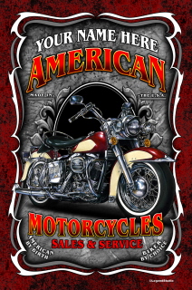Personalized American Motorcycles Sales & Service Sign