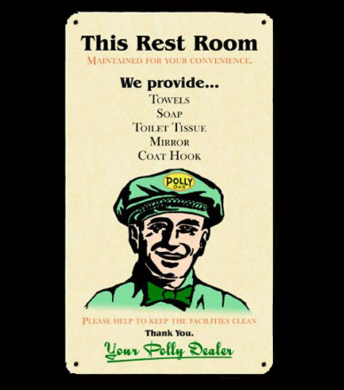 Polly Gas Rest Room Sign