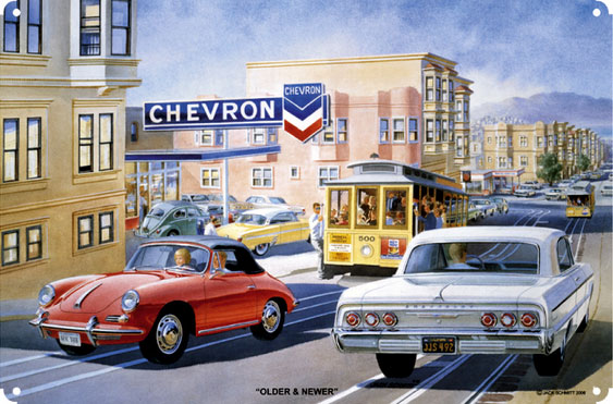 Older & Newer Chevron Classic Car Garage Sign