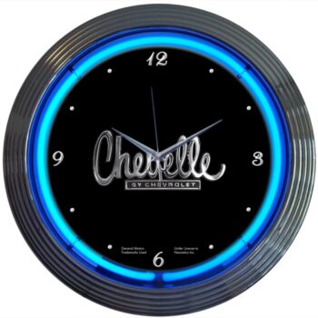 Chevelle Neon Clock with bright blue real neon