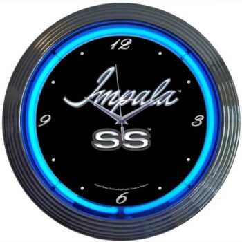 Bright blue real neon Impala SS neon clock