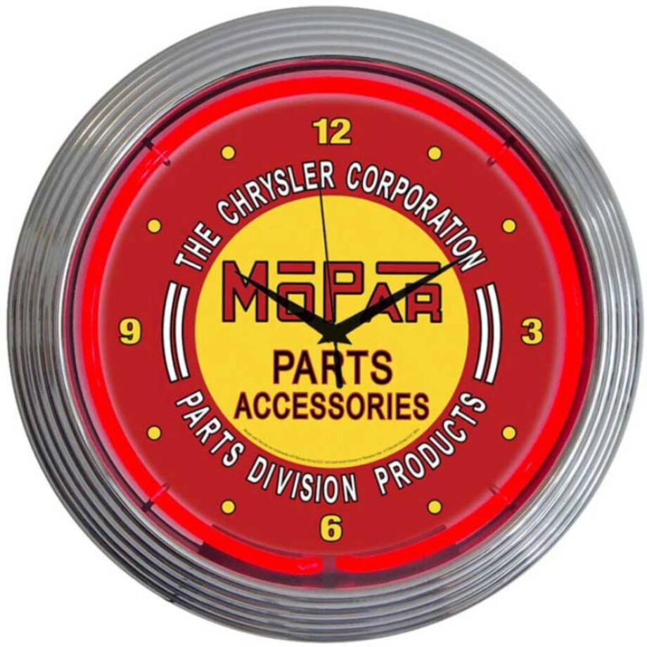 Mopar parts and accessories red neon clock