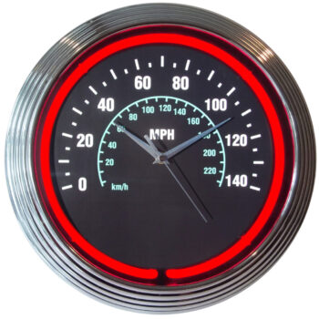 Bright red real neon Speedometer neon clock