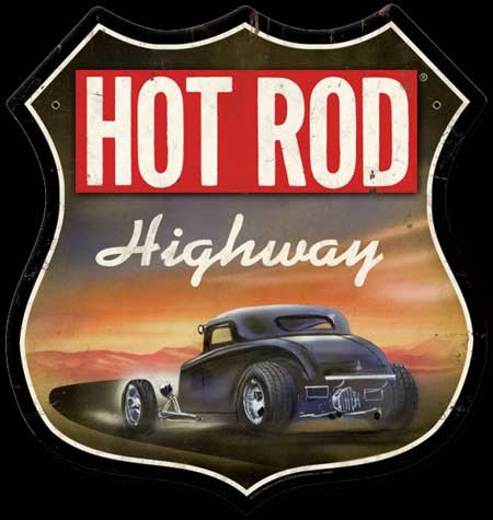Hot Rod Highway Large Shield Sign