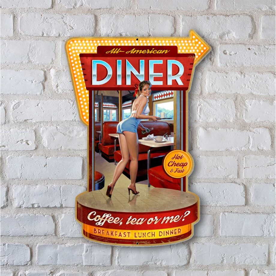 All American Diner Pin Up Sign