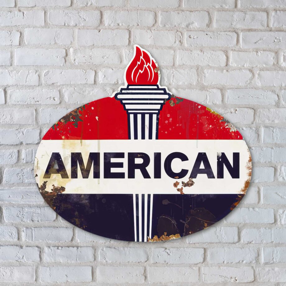 American Oil Company Brand Logo Vintage Sign