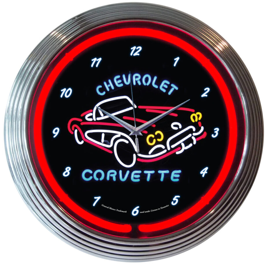 Corvette C1 Red Neon Clock