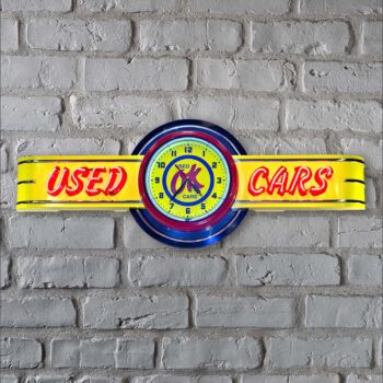 General Motors Ok Used Cars Neon Clock Sign Non-Marquee