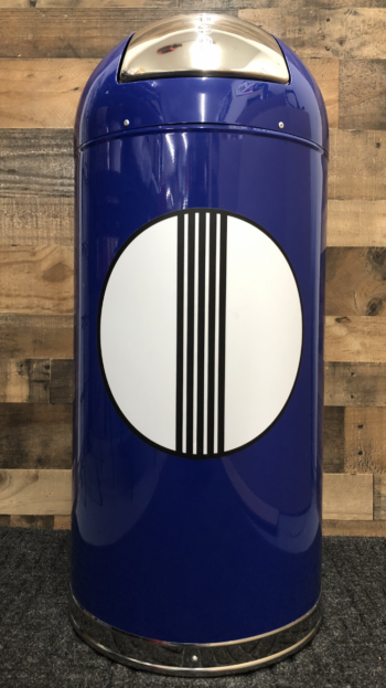 Autobahn No Speed Limit Retro Style Trash Can - Blue Measuring 36 inches x 15 inches and made from high quality steel
