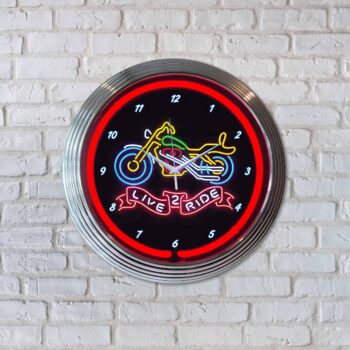 Live 2 Ride Motorcycle Neon Clock Motorcycle Clock Neon Motor Cycle Clock