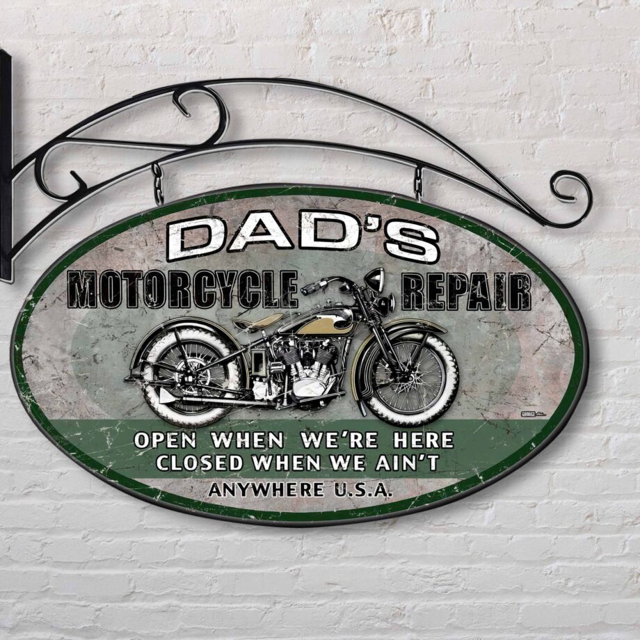 Dad's Motorcycle Repair Shop Double Sided Personalized Sign What a Great Gift Idea