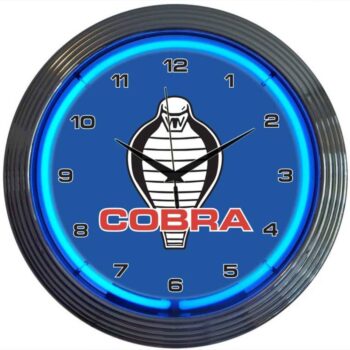 Mustang Cobra Blue Neon Clock