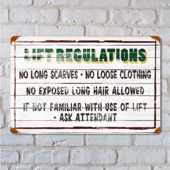 Ski Lift Regulations Sign