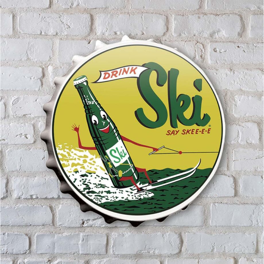 Ski Soda Bottle Cap Vintage Metal Sign