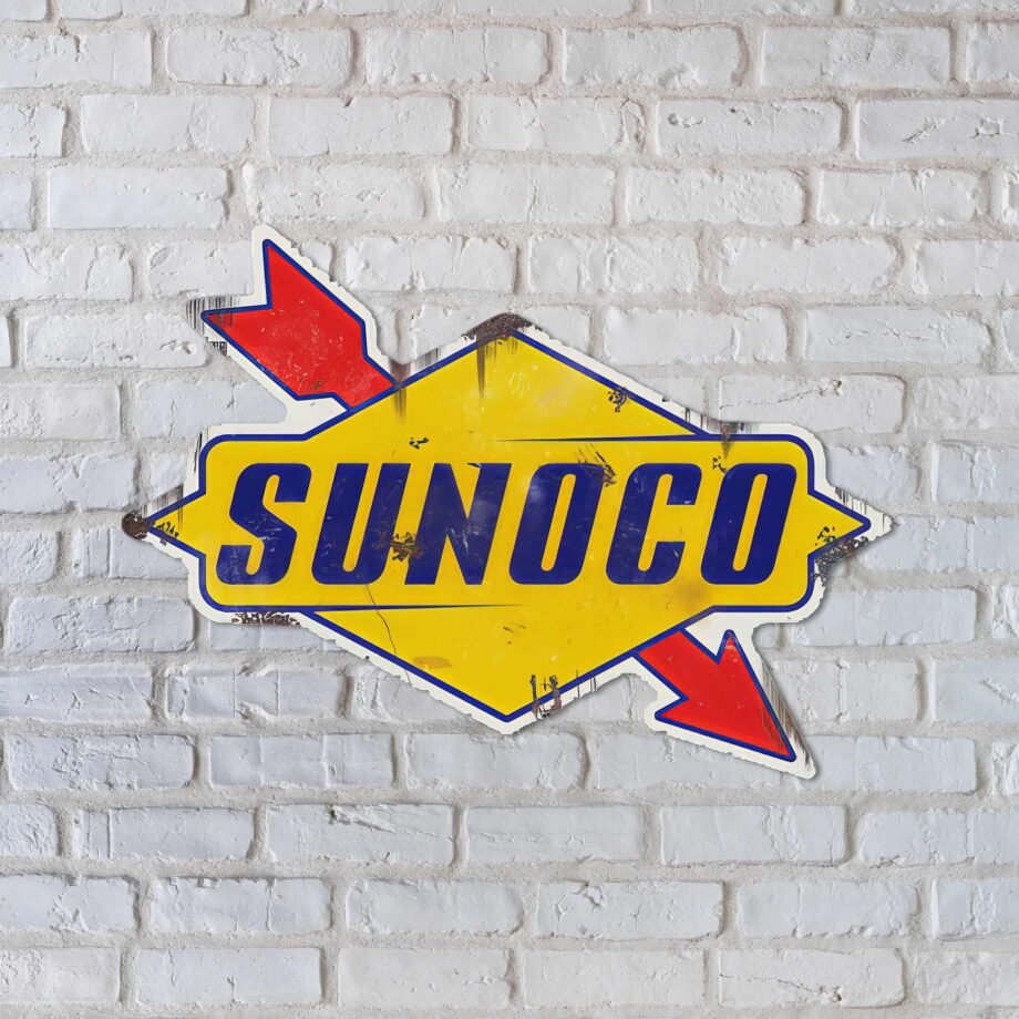Vintage Sunoco Arrow Sign with Patina Styling