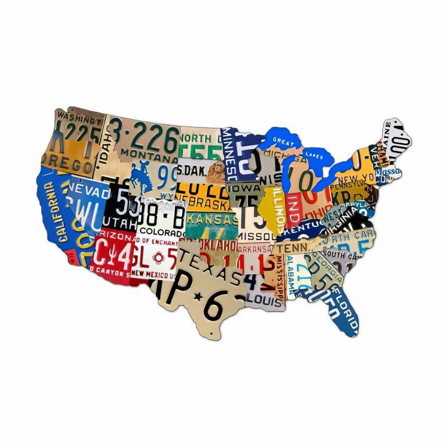 USA License Plate Collage Sign