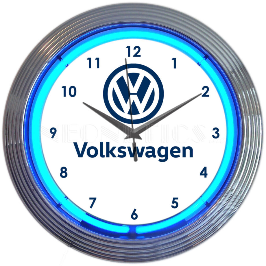 Volkswagen Blue Neon Clock