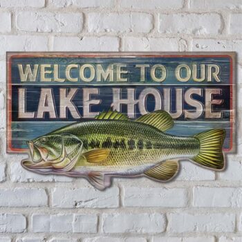 Welcome To Our Lake House With Trout Fish Wooden Sign