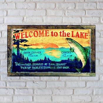 Welcome To The Lake Wooden Sign