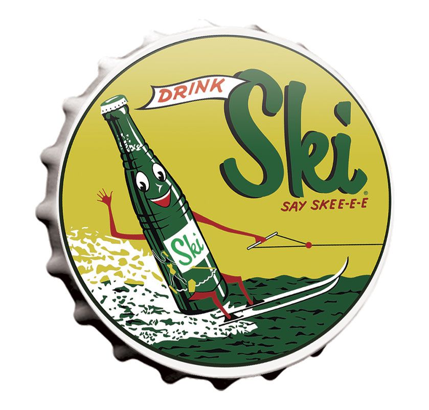 14" Ski Soda Bottle Cap Sign