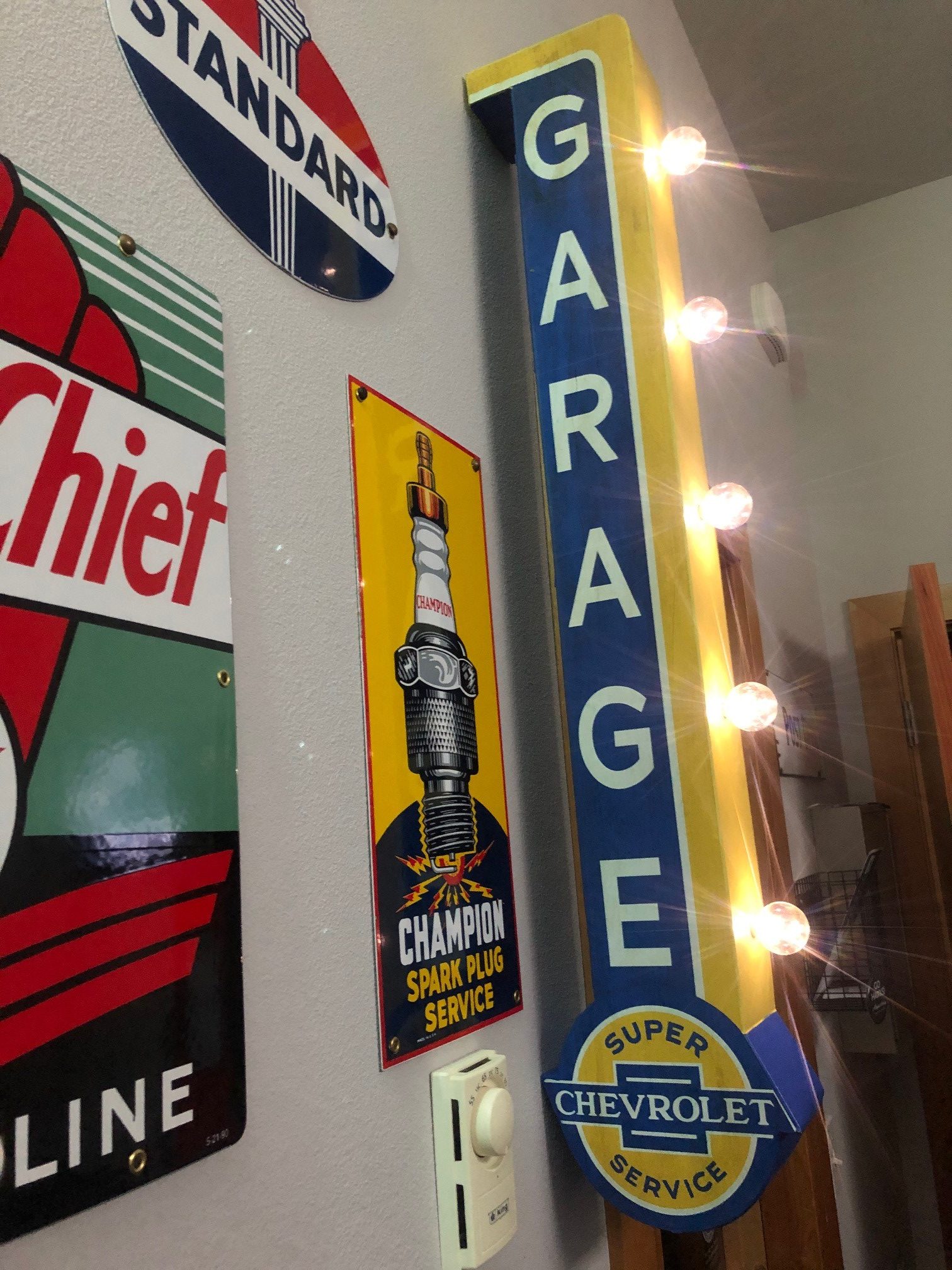 Chevrolet Garage Double-sided LED Lighted Off The Wall Sign