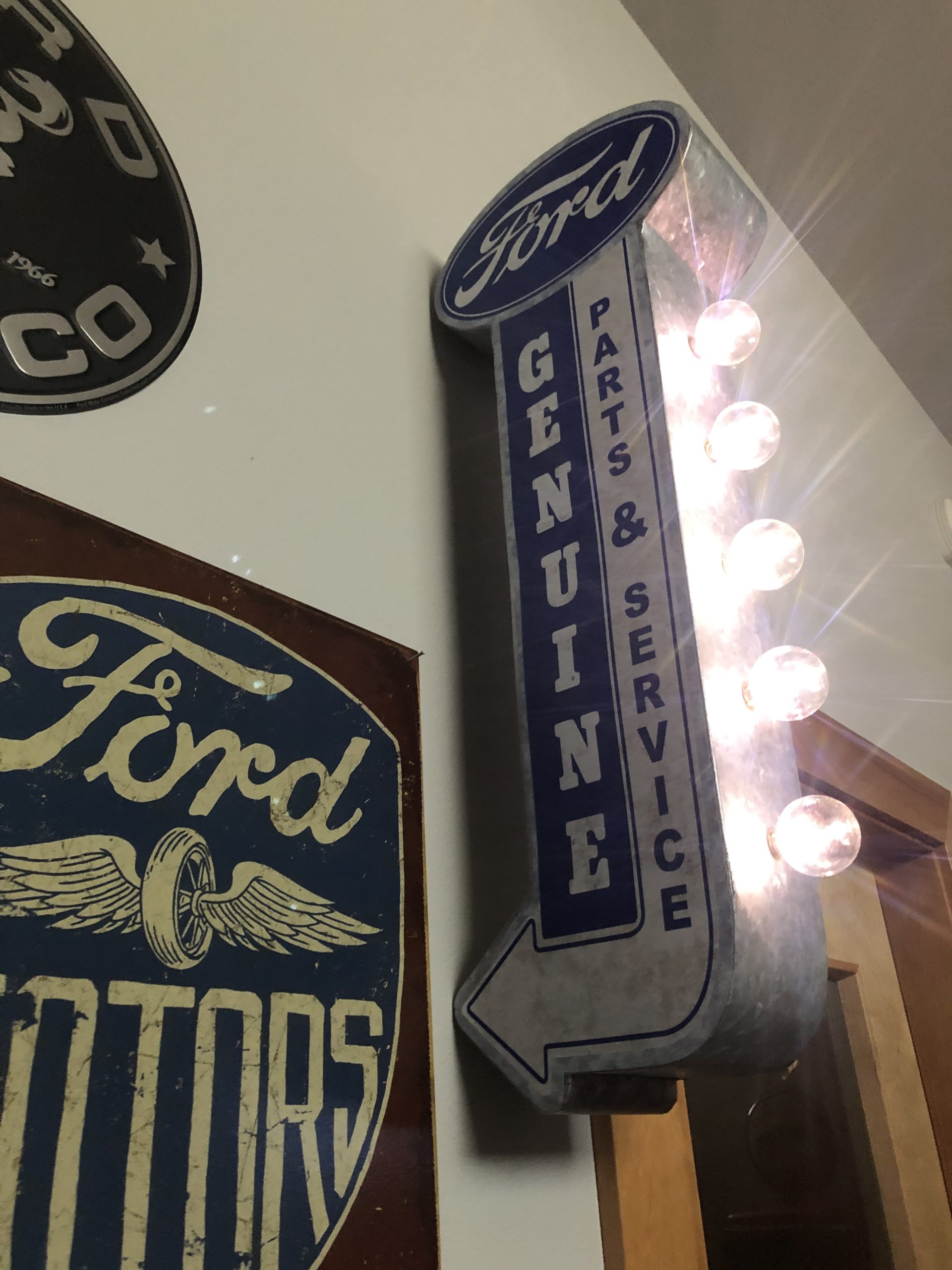 Ford Genuine Parts Double-sided LED Lighted Off The Wall Sign