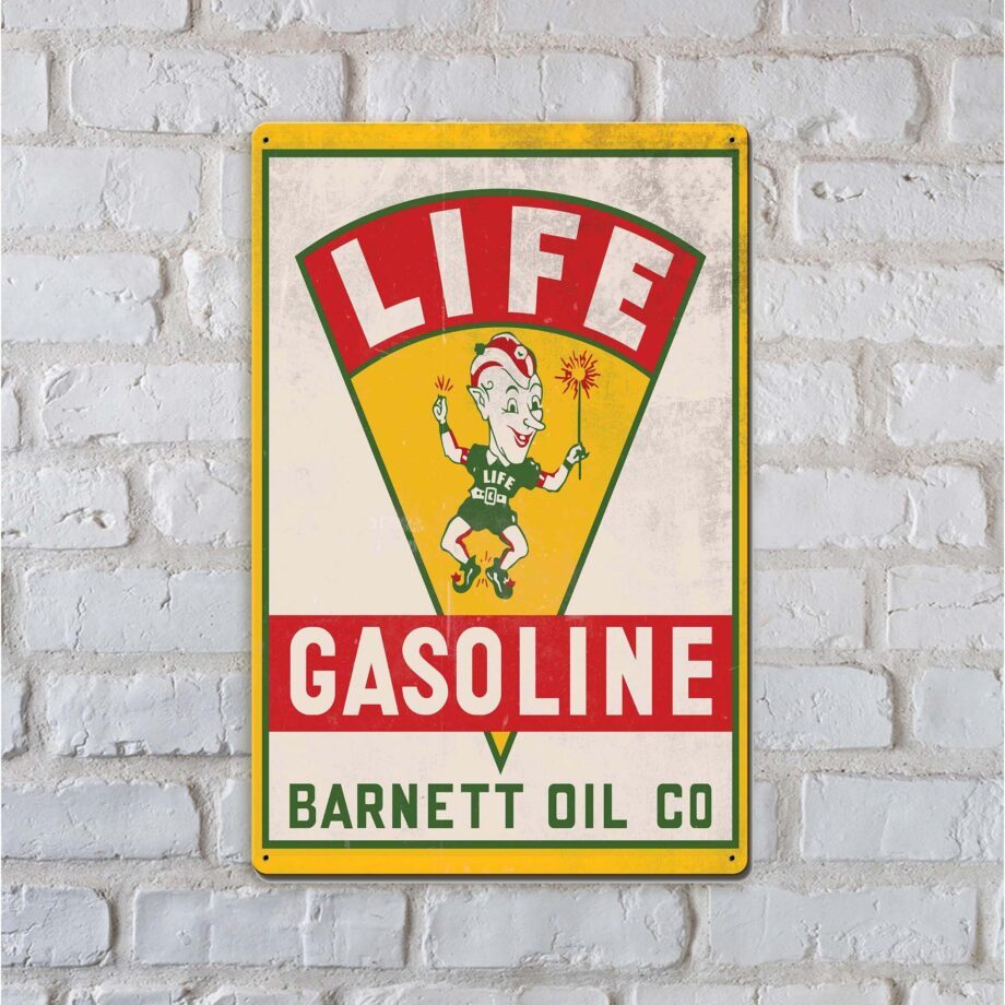 Barnett Oil Co Life Gasoline Sign from Garage Art