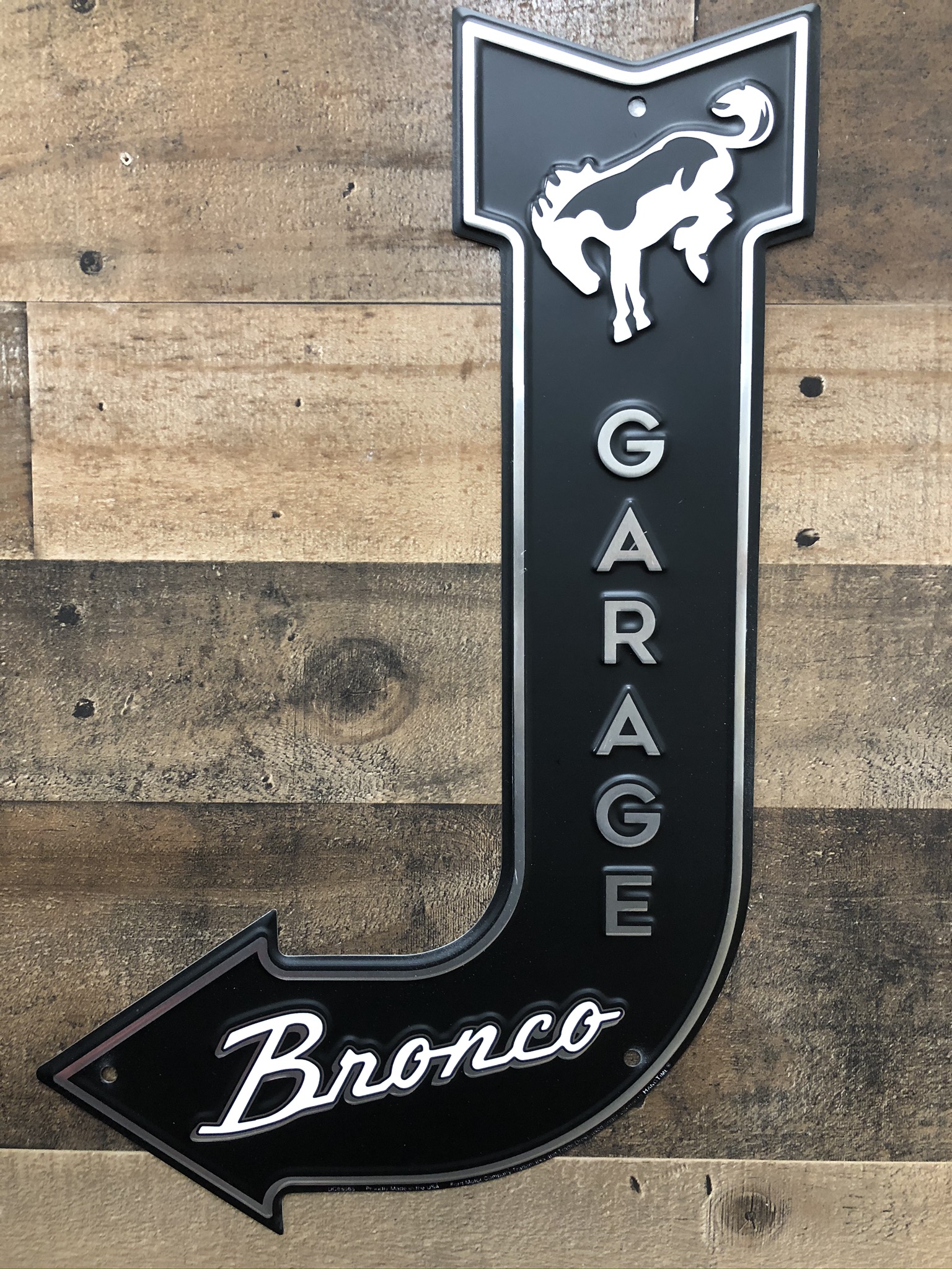 Ford Bronco Garage Arrow Tin Sign
