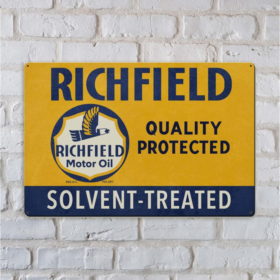 Richfield Motor Oil Solvent Treated Sign Solvent Treatment Signs from Garage Art