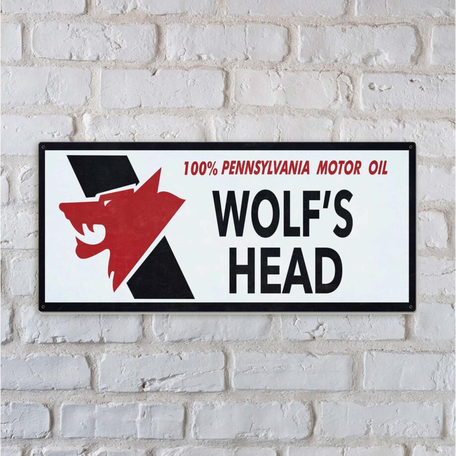 Wolfs Head Oil Sign 100% Pennsylvania Motor Oil