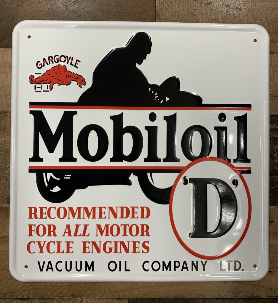 Mobil D Gargoyle Oil Embossed Sign