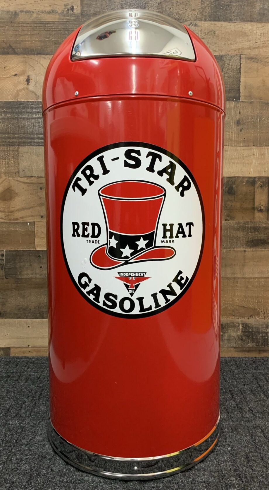 Tri Star Red Hat Gasoline Retro Style Trash Can