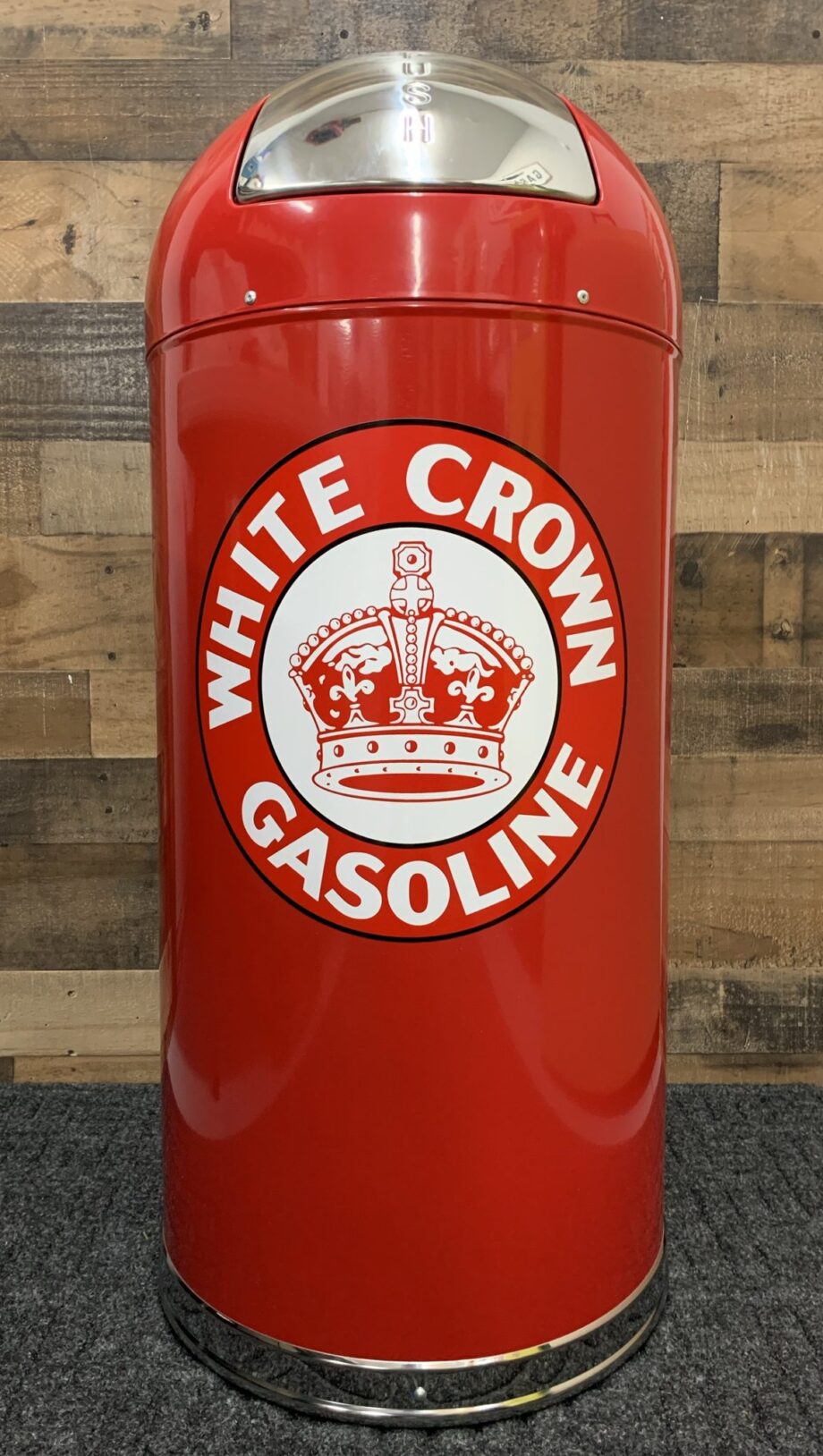 White Crown Gasoline Retro Style Trash Can - GA28132