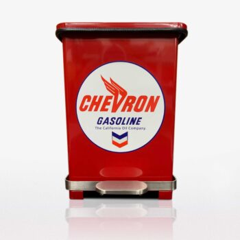 Chevron Gasoline Step On Rag Bin Or Trash Can